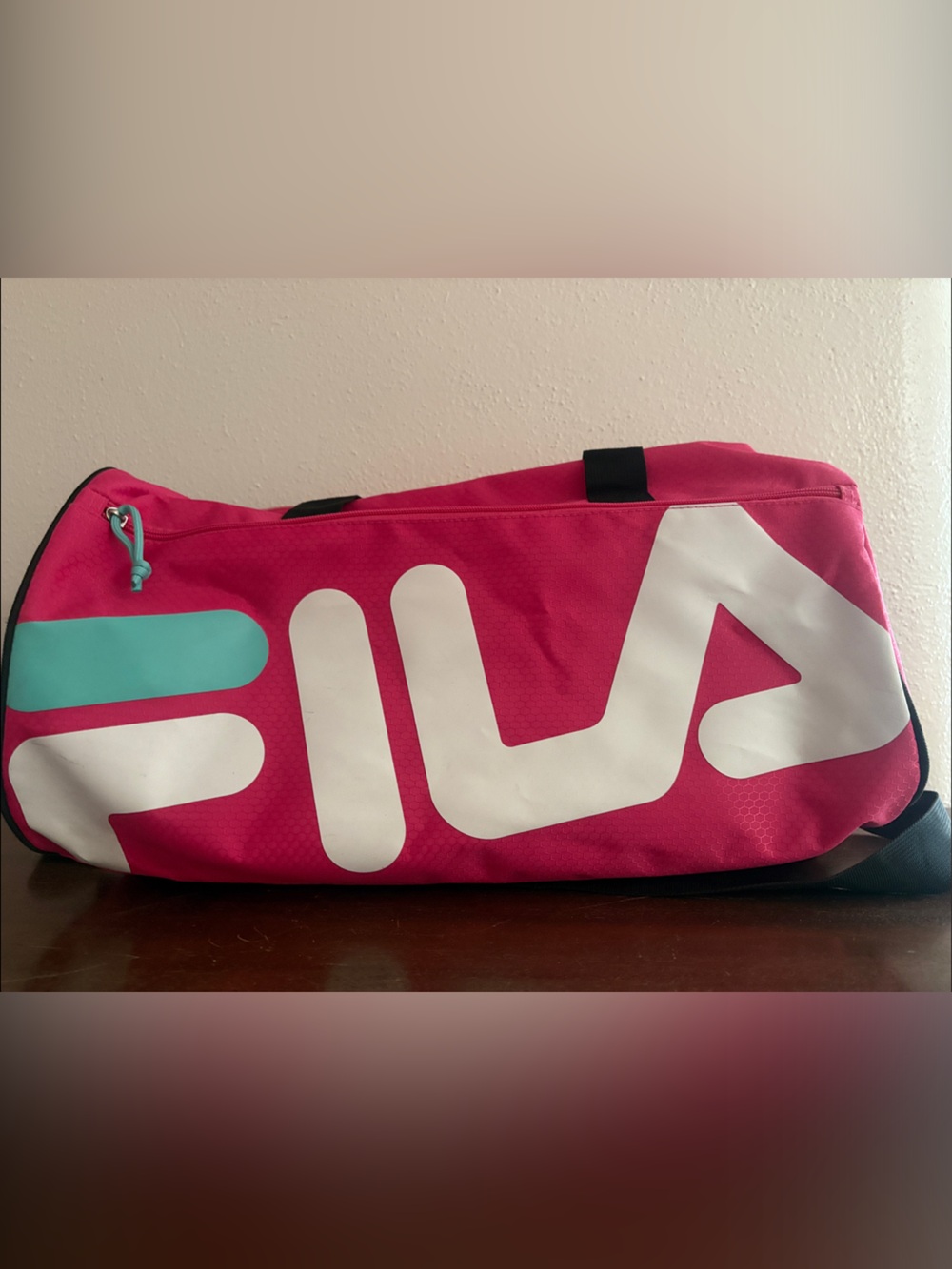 Fila Pink Duffel Bag with Teal Accent